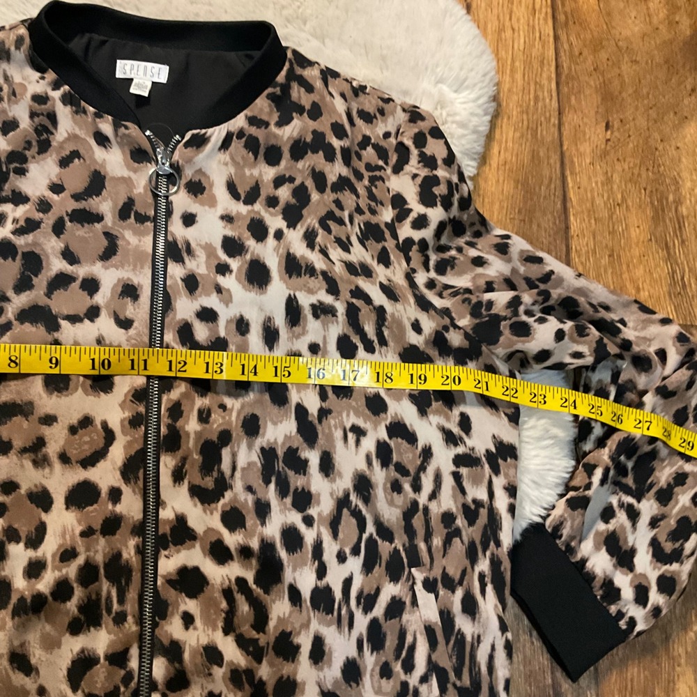 Spense Size Large Full Zip Leopard Long Sleeve Jacket Lightweight Womens Pockets - Picture 3 of 7